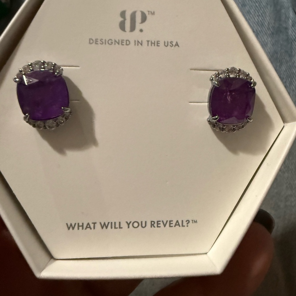 bp Purple and Silver Gemstone Earrings